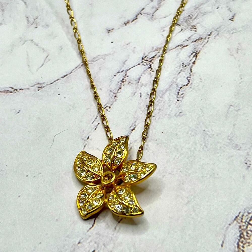 J. Crew pave crystal flower pendant necklace